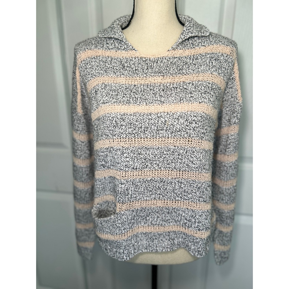 Peter England Nantucket Womens Sweater Striped Collared Knit Preppy Coastal